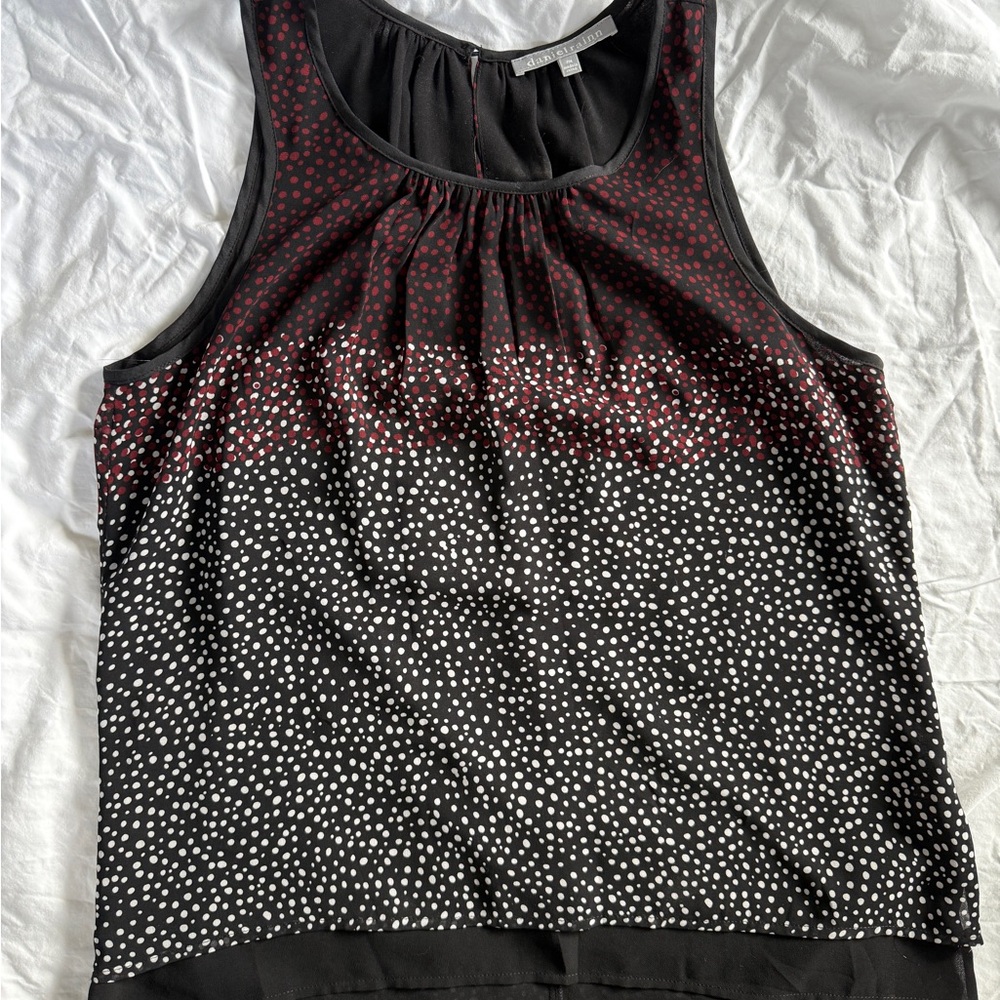Daniel Rainn Black and Maroon Polka Dot Tank Top